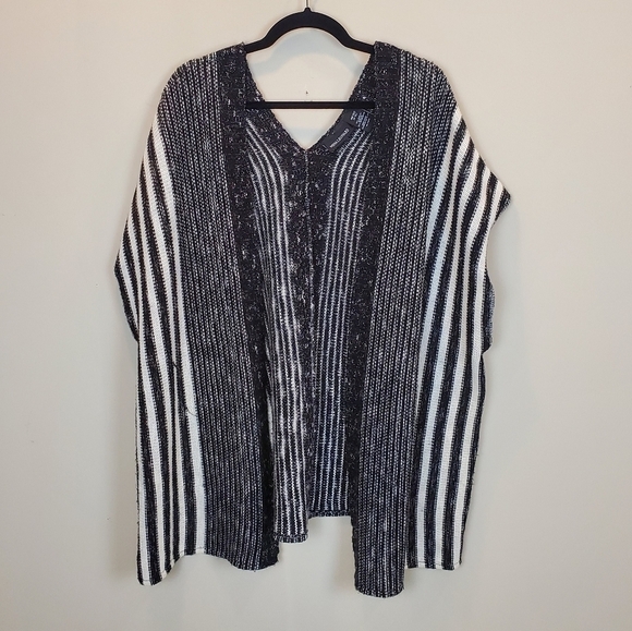 Nina Leonard black stripe Sleeveless cardigan sweater - Picture 4 of 9
